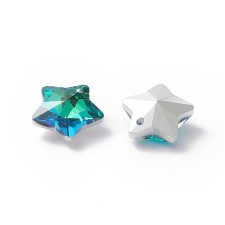 13mm Faceted Victorian Crystal Pendant Charm  - Star AB Aquamarine 10pcs