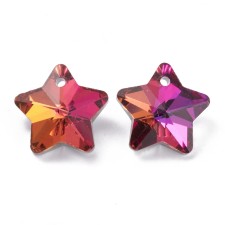 13mm Faceted Victorian Crystal Pendant Charm  - Star AB Fuchsia 10pcs