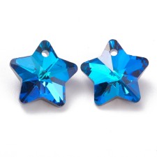 13mm Faceted Victorian Crystal Pendant Charm  - Star AB Blue Zircon 10pcs