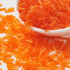 6mm Glass Bugle Beads: Transparent Orange 20g