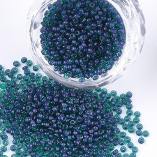 12/0 Glass Seed Beads Transparent Lined Cyan Purple 20g bag
