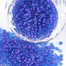 12/0 Glass Seed Beads Transparent Lined Blue Purple 20g bag