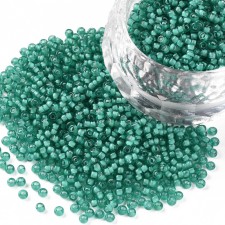 12/0 Glass Seed Beads Transparent Lined Sea Green 20g bag
