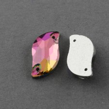 20x10mm Sew on Rhinestone, Electroplate Glass, Two Holes, Cabochon Faceted, Wave 10pcs