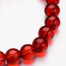 6mm Glass Round Bead Strand 11" Strand - Transparent Red