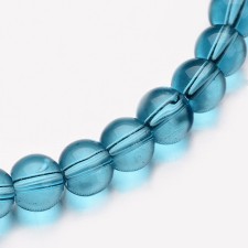 6mm Glass Round Bead Strand 11" Strand - Transparent Aquamarine