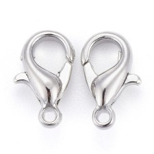 10mm Lobster Claw Clasps Cadmium Free & Lead Free, Platinum 20pcs