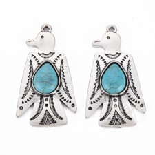 Native Eagle Southwestern Style, Pendant with Turquoise Metal Alloy
