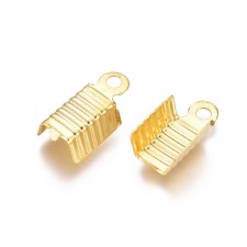 13x5mm Fold Over Crimp Ends Gold Tone 50pcs