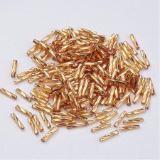 9mm Twisted Glass Bugle Beads - Metallic Gold - 20grams