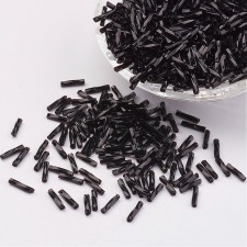 12mm Glass Bugle Bead - Jet Black Twist - 20g