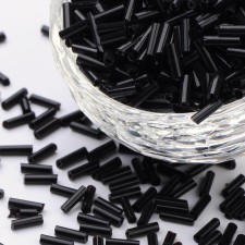 6mm Glass Bugle Beads: Opaque Black 20g