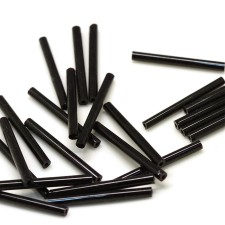 18mm Glass Bugle Beads: Opaque Black 20g