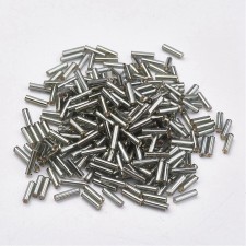 9mm Silverlined Glass Bugle Beads - Dark Grey - 20grams