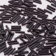 9mm Glass Bugle Beads: Opaque Black 20g