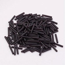 12mm Glass Bugle Beads: Matte Opaque Black 20g