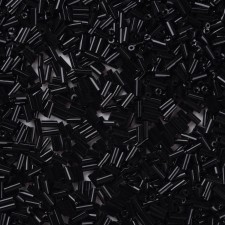 5mm Glass Bugle Beads: Opaque Black 20g