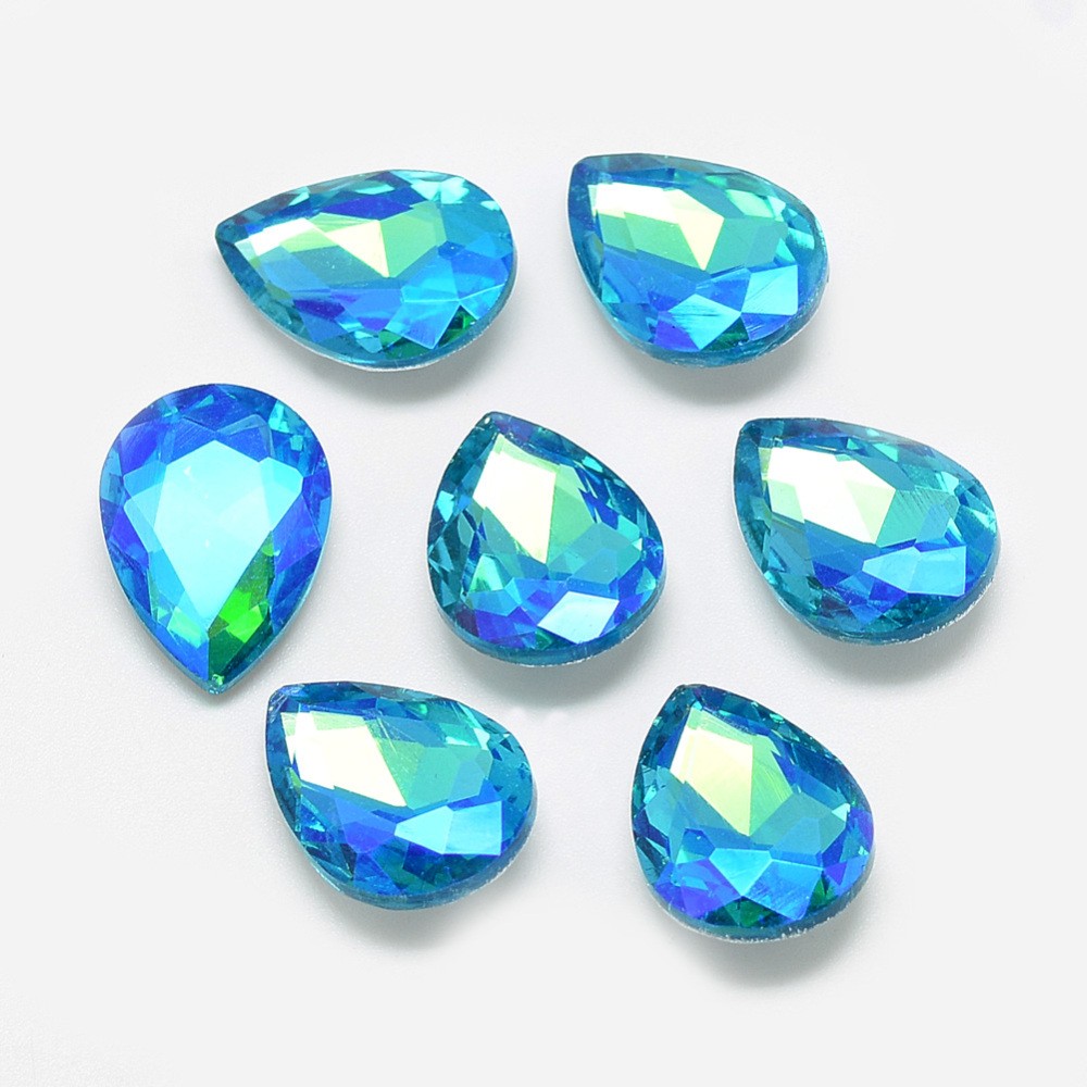 200 PCS 6 * 8mm Teardrop Crystal Glass Beads Teardrop Blue Water