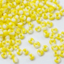 12/0 Opaque Glass Seed Beads Yellow and White 20g bag
