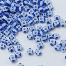 12/0 Opaque Glass Seed Beads Blue and White 20g bag