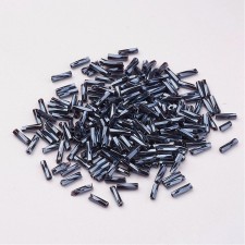 12mm Twist Glass Bugle Beads: Hematite Plated 20g