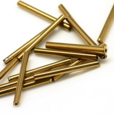 20mm Glass Bugle Beads: Gold Plated 20g