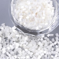 Satin Cats Eye Glass Barrel Seed Beads 20g bag Creamy White