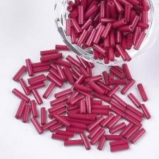 6mm Glass Bugle Beads: Opaque Violet Red 20g