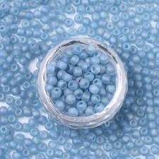 4x3mm Frosted Matte Transparent Glass Seed Beads Lt. Sky Blue 20g bag