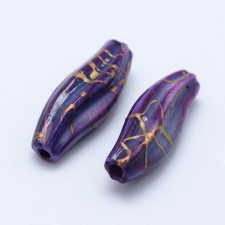 Drawbench Spray Painted Acrylic Rice Beads 18x7mm Purple