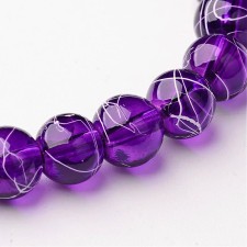 8mm Drawbench Transparent Glass Round - Purple Indigo 31" Strand