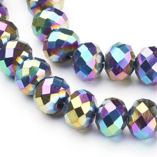 10x7mm Elecrtoplated Crystal Faceted Rondelle Beads - Multi-colour Purple Iris - 18" Strand