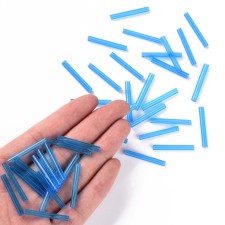28mm Transparent Glass Bugle Beads - Blue 20grams