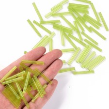 28mm Transparent Glass Bugle Beads - Light Green 20grams