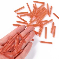 28mm Transparent Glass Bugle Beads - Orange 20grams