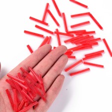 28mm Transparent Glass Bugle Beads - Red 20grams