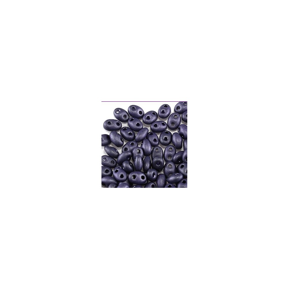 Twin Two Hole Seed Beads 2.5x5mm - Jet Terra Purple Matte - 20g