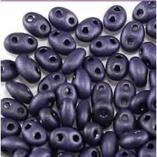 Twin Two Hole Seed Beads 2.5x5mm - Jet Terra Purple Matte - 20g