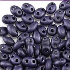 Preciosa Twin Two Hole Seed Beads 2.5x5mm - Jet Terra Purple Matte - 20g