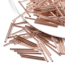 30mm Glass Bugle Beads: Metallic Rose Gold 20g