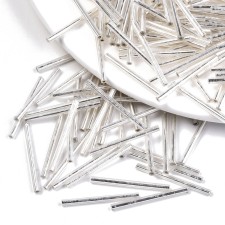 30mm Glass Bugle Beads: Metallic Silver 20g