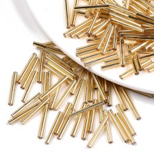 20mm Metallic Gold Glass Bugle Beads - 20grams