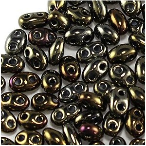 Twin Two Hole Seed Beads 2.5x5mm - Brown Iris - 20g