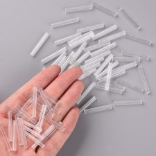28mm Transparent Glass Bugle Beads - Clear 20grams