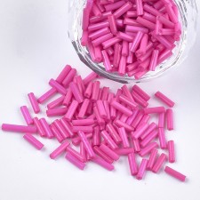 6mm Glass Bugle Beads: Opaque Magenta 20g