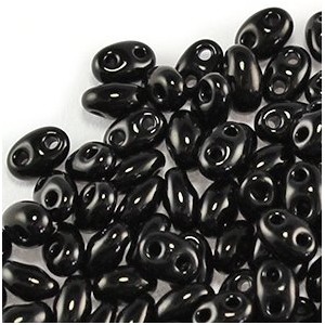 Twin Two Hole Seed Beads 2.5x5mm - Black - 20g