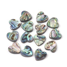 14x14mm Natural Abalone Shell Heart Beads 2pcs