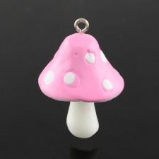 Pink Mushroom Pendant Amanita Resin 1pc