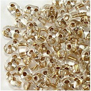 Twin Two Hole Seed Beads 2.5x5mm - Crystal Bronze Lined - 20g