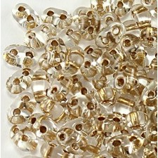 Twin Two Hole Seed Beads 2.5x5mm - Crystal Bronze Lined - 20g